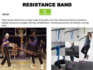 RESISTANCE BAND
$29.00
These power bands have a huge range of possible uses from advanced exercise assistance,
adding resistance to weight training, rehabilitation / stretching and even for ballistic running
drills.
 
