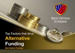 Top Factors that drive
Alternative
Funding
Best Option Funding
 