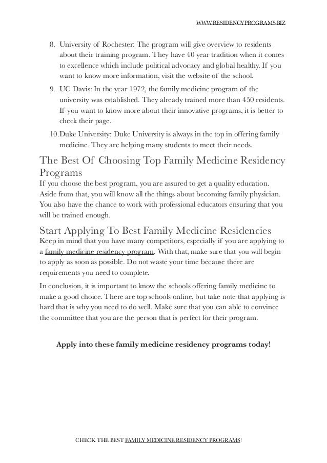 Family Medicine Residency Programs