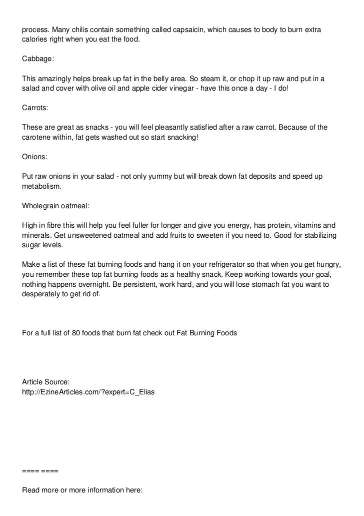 Top Fat Burning Foods - A List of Fat Burning Foods to Lose Stomach Fat