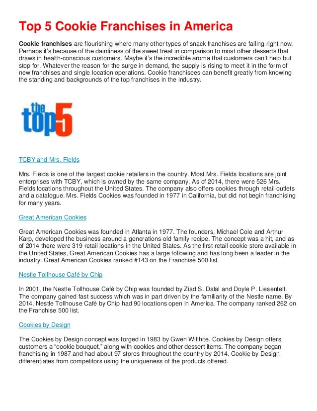 Top Five Cookie Franchises in America