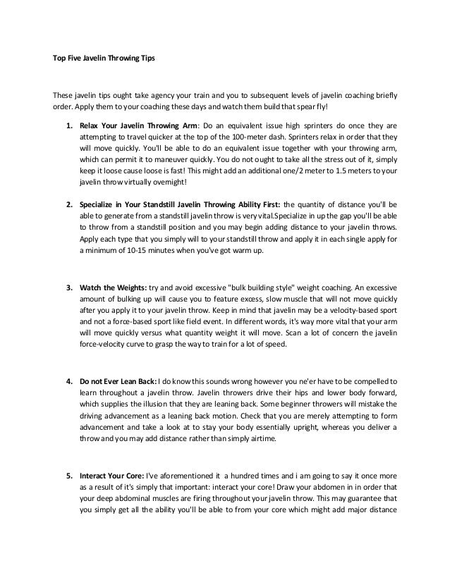 Top five javelin throwing tips