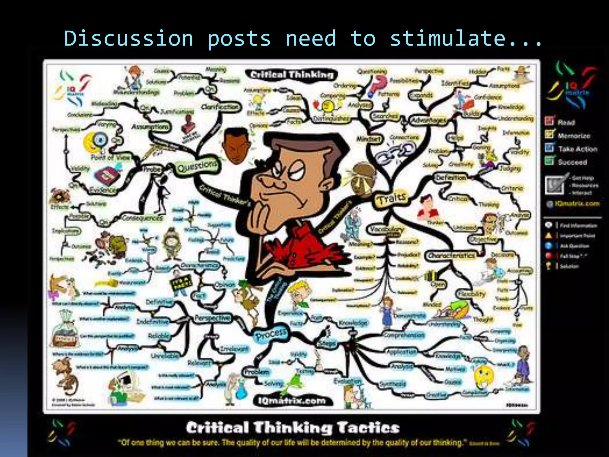 Discussion posts need to stimulate...
 