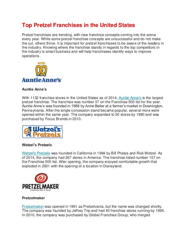 Top Five Pretzel Franchises in the United States