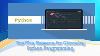Contents
• Introduction
• Why Learn Python?
• Importance of Python
• Learn More!
 