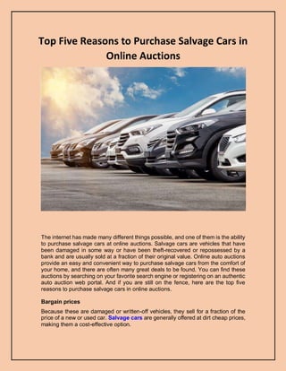 Top Five Reasons to Purchase Salvage Cars in Online Auctions.pdf