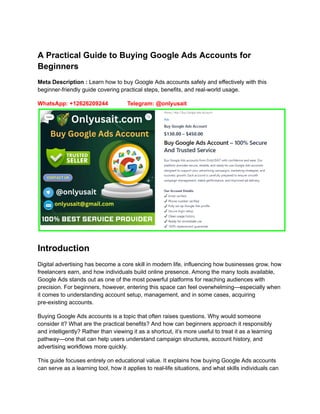 A Practical Guide to Buying Google Ads Accounts for Beginners: Learn ...