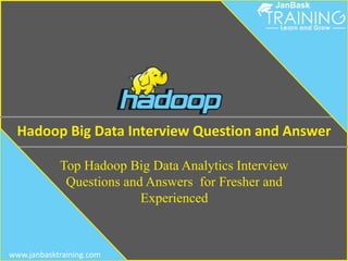 Hadoop Big Data Interview Question and Answer
Top Hadoop Big Data Analytics Interview
Questions and Answers for Fresher and
Experienced
www.janbasktraining.com
 