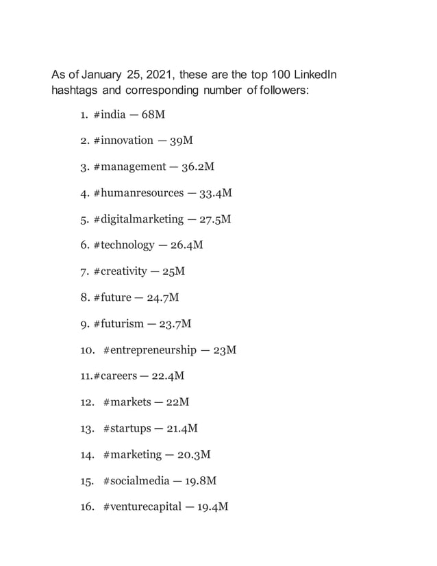 Top Hashtags 2021 PDF