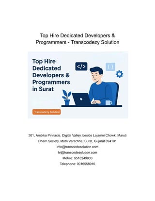 Top Hire Dedicated Developers & Programmers - Transcodezy Solution | PDF