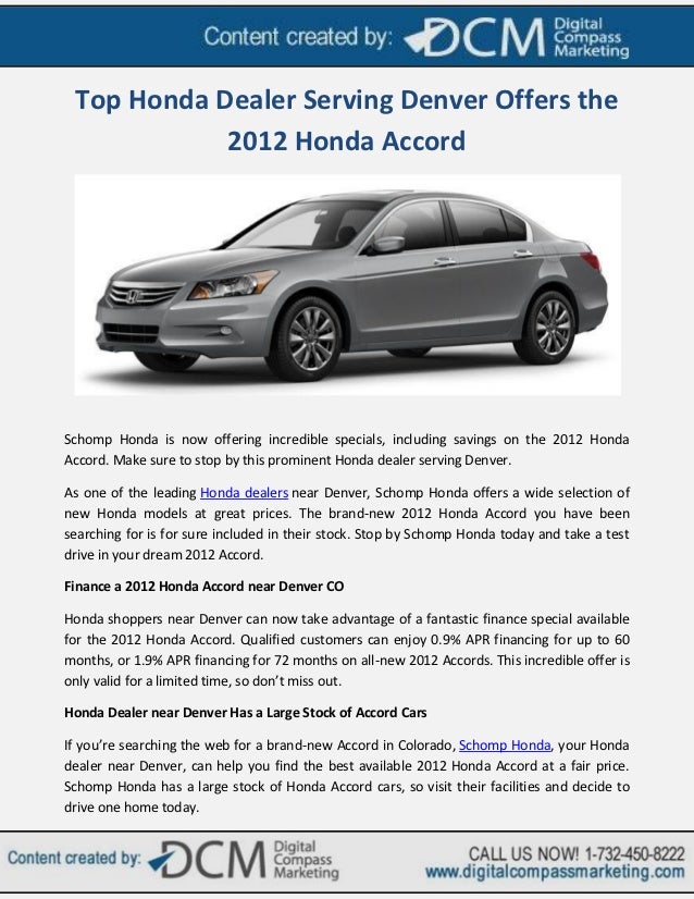 Top Honda Dealer Serving Denver Offers the 2012 Honda Accord