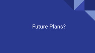 Future Plans?
 