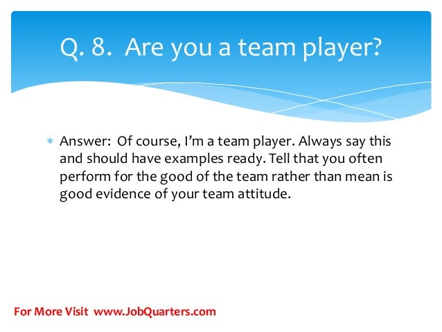 top hr interview questions and answers for freshers by www jobquarter team player interview questions