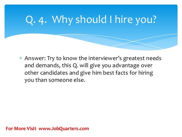 why you are the best candidate for this position