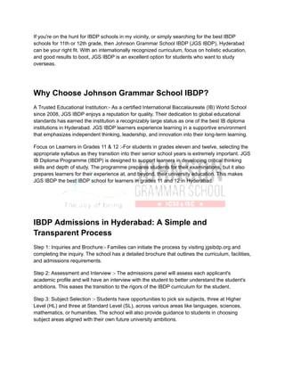 Top IBDP School in Hyderabad_ JGS IBDP The Perfect Choice for Grades 11 ...