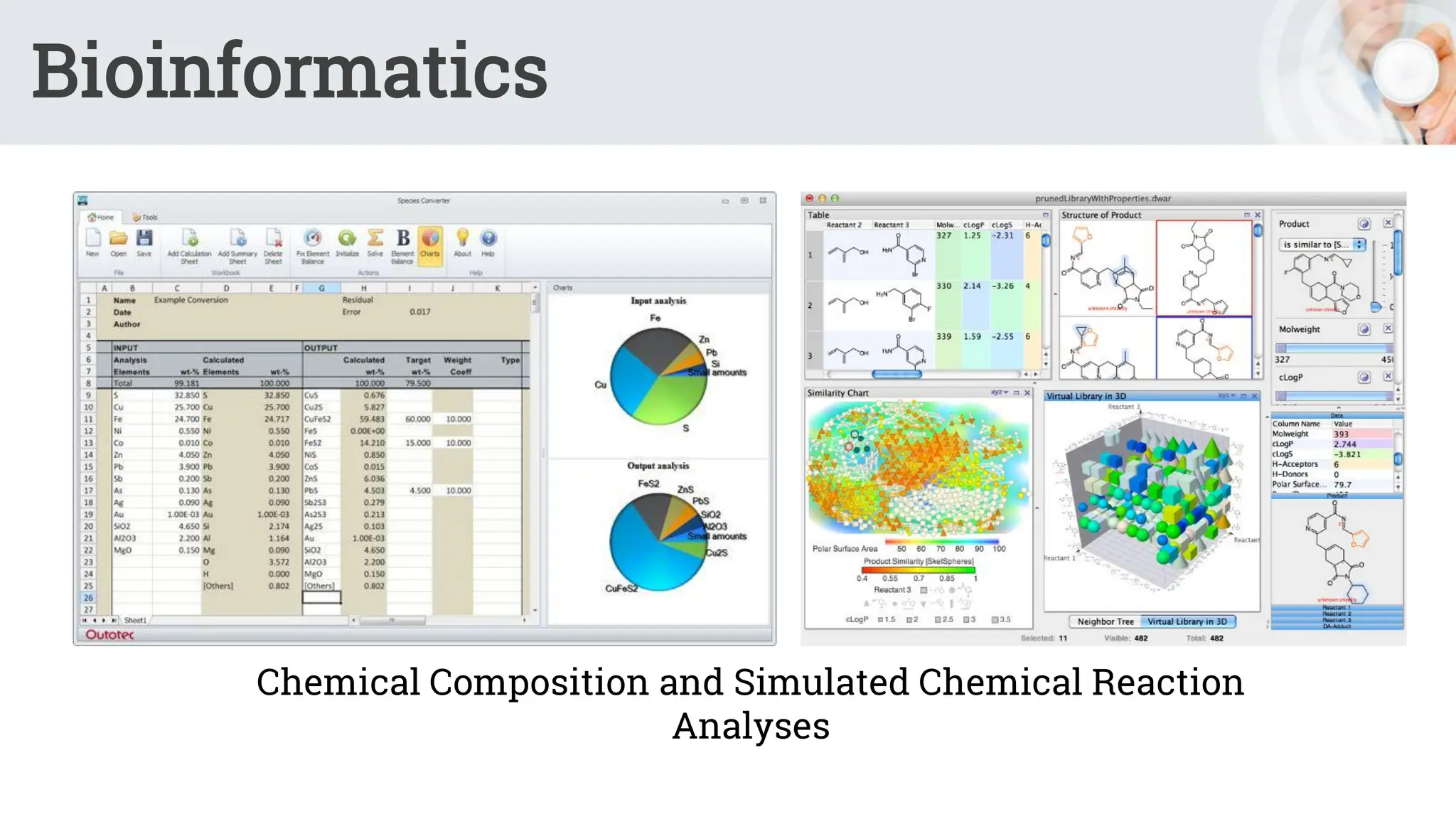 Bioinformatics
Chemical Composition and Simulated Chemical Reaction
Analyses
 