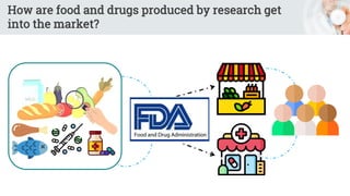 How are food and drugs produced by research get
into the market?
 