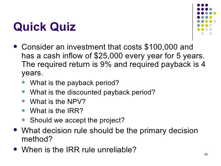 Topic 1 Npv And Other Investment Creteria