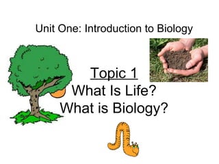 Unit One: Introduction to Biology Topic 1  What Is Life?  What is Biology? 