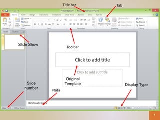 4
Toolbar
Title bar
Nota
Original
Template
Slide Show
Slide
number
Tab
Display Type
 