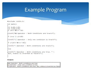 Logical and Conditional Operator In C language | PPT