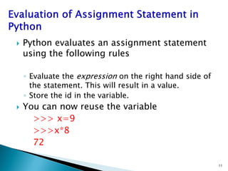 Python Assignment Expression TOPIC-2-Expression Variable Assignment Statement.pdf