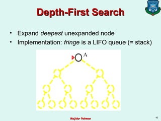 Depth-First SearchDepth-First Search
• Expand deepest unexpanded node
• Implementation: fringe is a LIFO queue (= stack)
43
Majidur RahmanMajidur Rahman
 