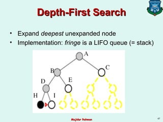 Depth-First SearchDepth-First Search
• Expand deepest unexpanded node
• Implementation: fringe is a LIFO queue (= stack)
47
Majidur RahmanMajidur Rahman
 