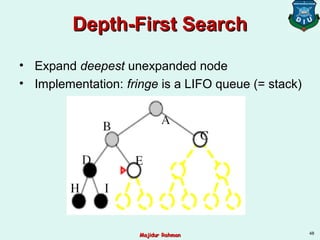 Depth-First SearchDepth-First Search
• Expand deepest unexpanded node
• Implementation: fringe is a LIFO queue (= stack)
48
Majidur RahmanMajidur Rahman
 