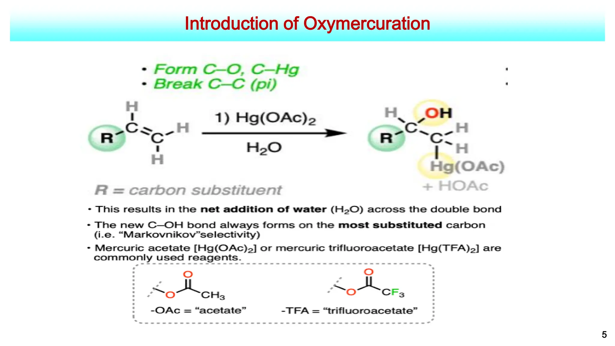 Introduction of Oxymercuration
5
 