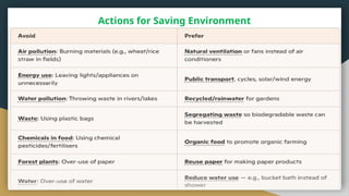 Actions for Saving Environment
 