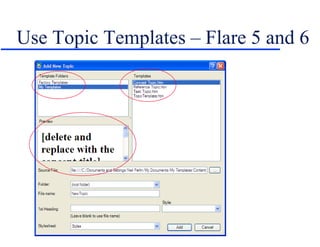Use Topic Templates – Flare 5 and 6 
