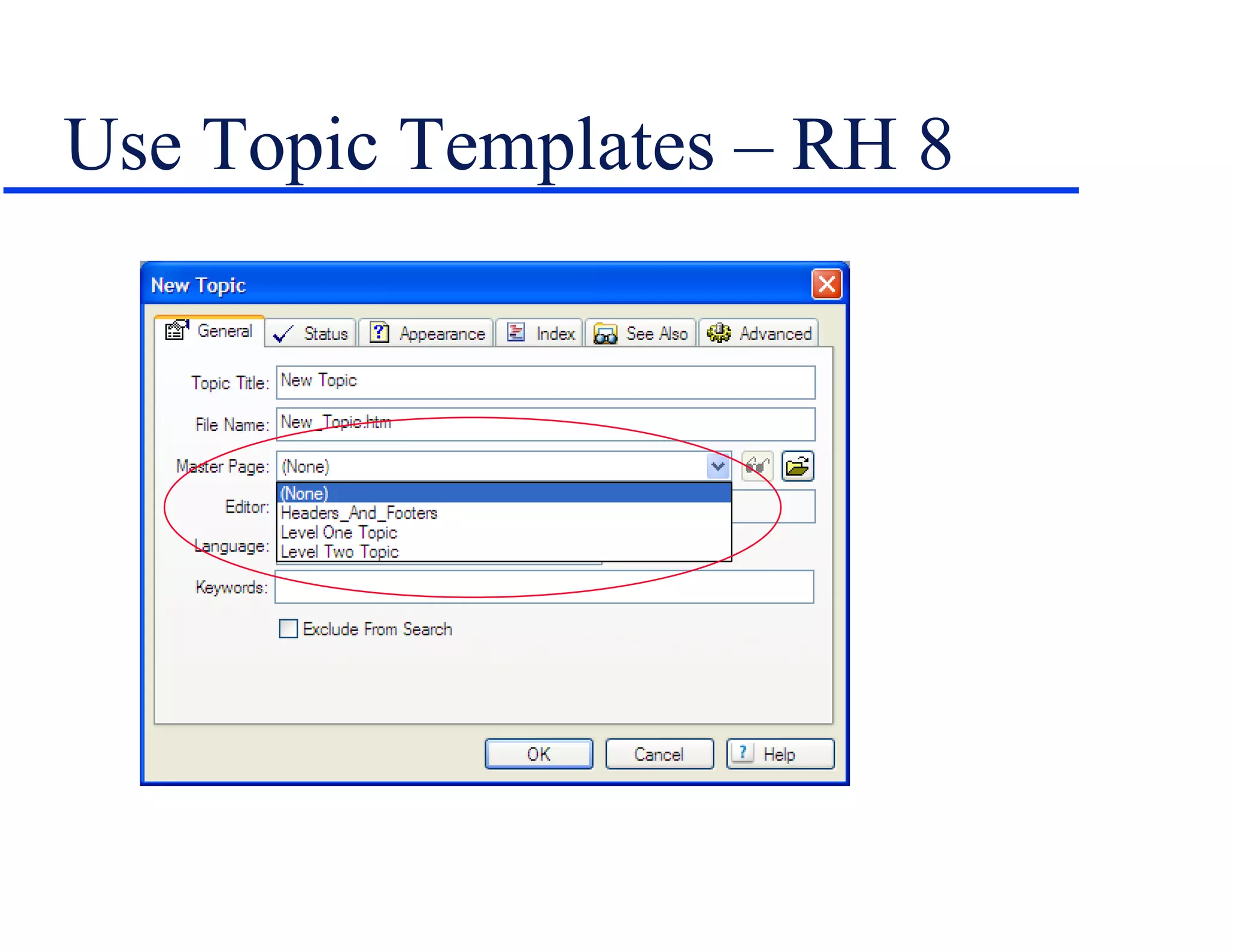 Use Topic Templates – RH 8 
