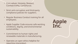Apple Core Principles TOPIC - CODE OF ETHICS(1).pptx code of ethics of top 10 companies | PPTX