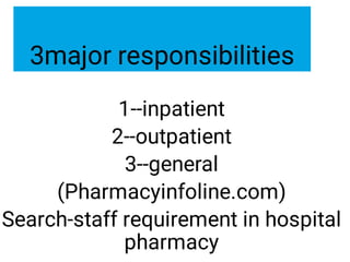 Hospital pharmacy and it #39 s organisation by Vivek and vansh Thakur 28 PDF