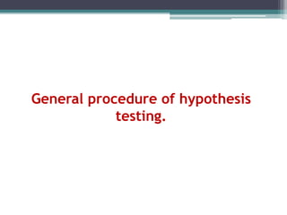 General procedure of hypothesis
testing.
 