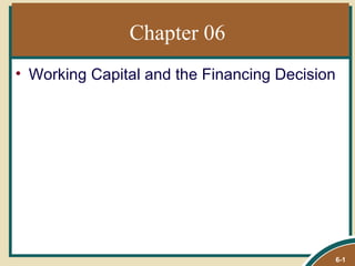 Chapter 06
• Working Capital and the Financing Decision




                                               6-1
 