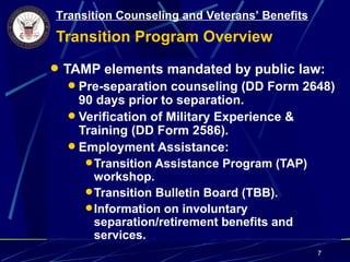 Topic 1.20 Transition Counseling and Veterans benefits | PPT
