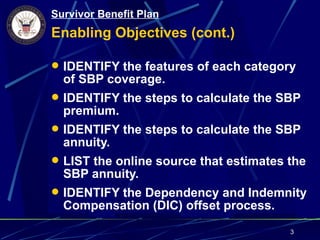 Sbp Chart Topic 1.21 SBP (Survivor Benefit Plan) | PPT