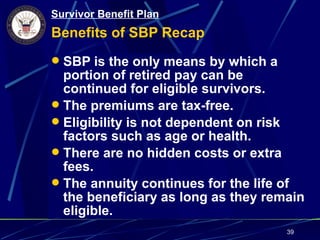 Sbp Checklist Topic 1.21 SBP (Survivor Benefit Plan) | PPT