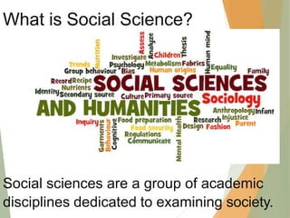 Social sciences are a group of academic
disciplines dedicated to examining society.
What is Social Science?
 