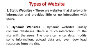 Website. It System Introduction TOPIC 1 - INTRODUCTION TO WEBSITE DESIGN AND DEVELOPMENT.pptx