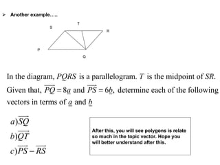 Another example….. P Q R T S After this, you will see polygons is relate so much in the topic vector. Hope you will better understand after this. 