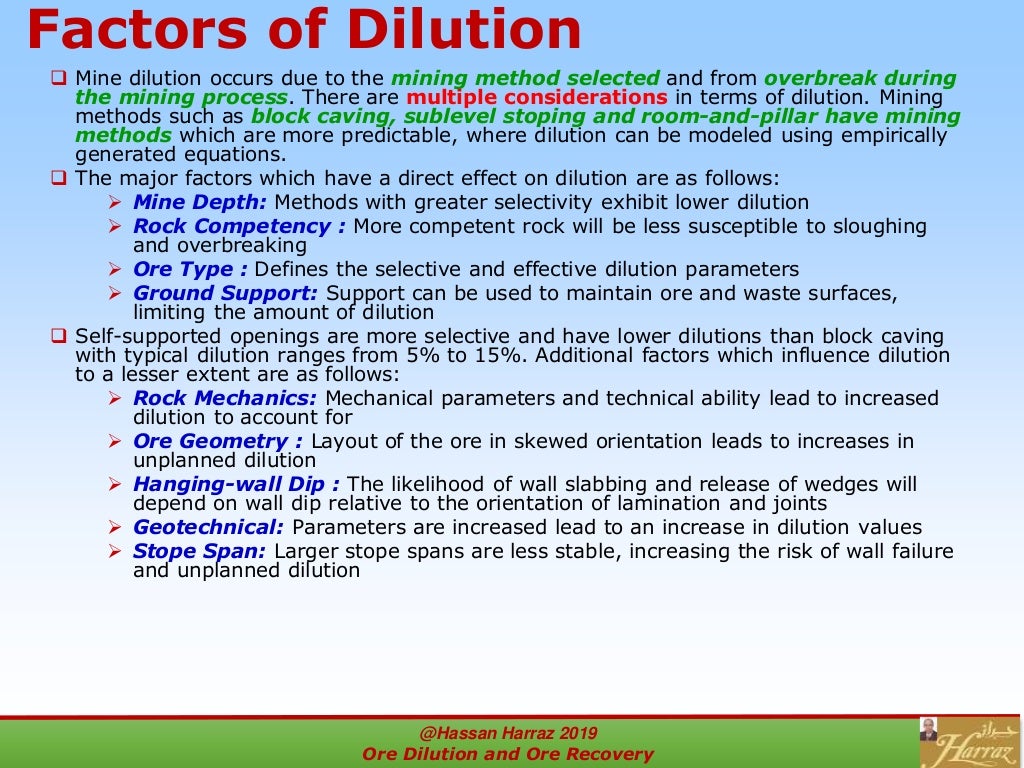 ore dilution and ore recovery