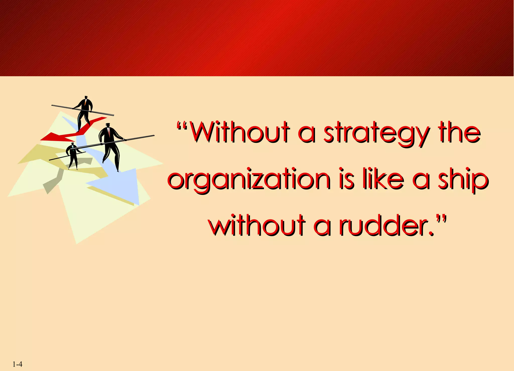 “ Without a strategy the organization is like a ship without a rudder.” 