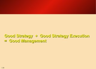 Good Strategy  +  Good Strategy Execution  =  Good Management 