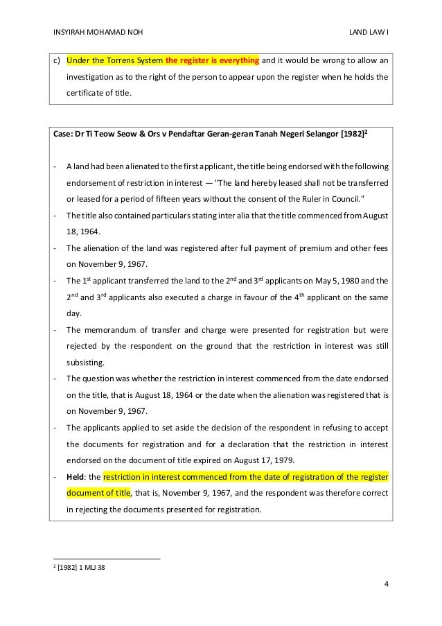 Torrens System Land Law Torrens System Land Law