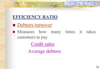 32LIQUIDITY RATIOIt measure the short term ability of the organisation to pay debt and to meet unexpected need for cash.i.	Current RatioTo measure the ability of current asset that the company have to pay back the short term debt.		=	  Current Asset			Current Liability