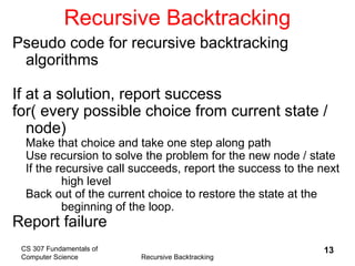 Comprehensive Guide to Recursive Backtracking in Computer Science | PPT
