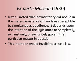 Inconsistency In Laws Constitutional Law - Section 109 inconsistency | PPTX